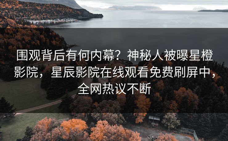 围观背后有何内幕？神秘人被曝星橙影院，星辰影院在线观看免费刷屏中，全网热议不断
